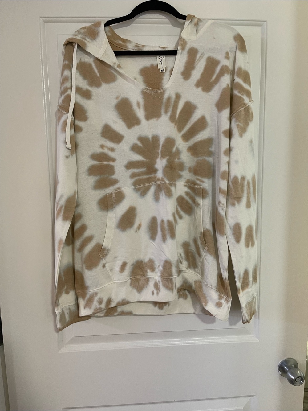 Women’s Tie Dye Hoodie in Cream and Tan - Size XXL